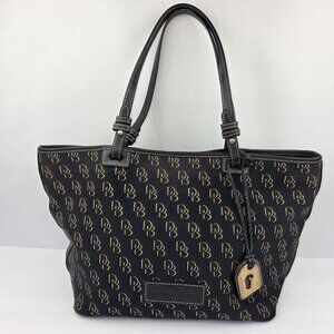 Dooney & Bourke Monogram Canvas Black & Gold Logo Tote Bag
